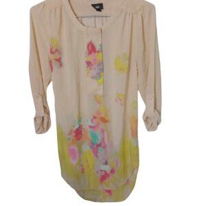 Mossimo Watercolor Long Sleeve Blouse Size XS